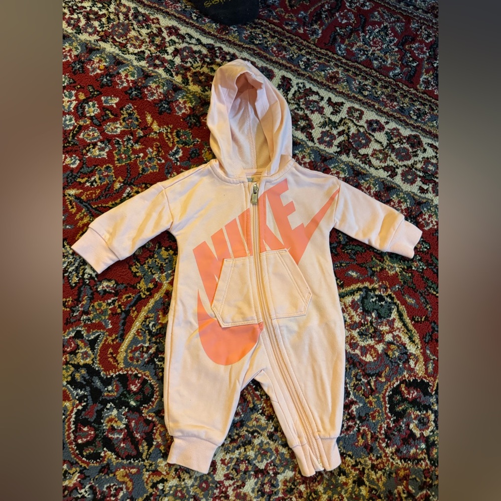 Nike Kids Hooded Jumpsuit and Romper Set - Pink and White - Picture 4 of 9